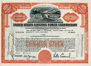 United States Electric Power Corporation - 1931-35 dated Stock Certificate